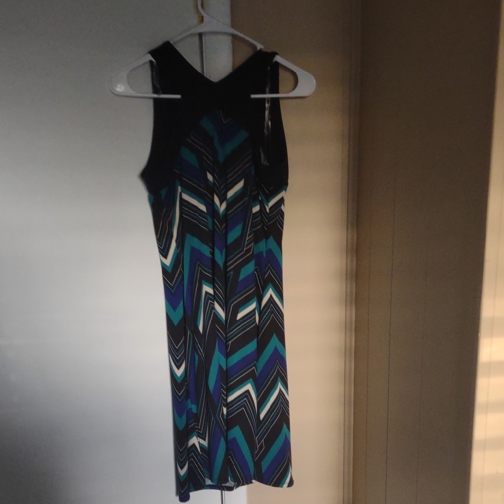 Stylish Black and Blue Chevron Dress